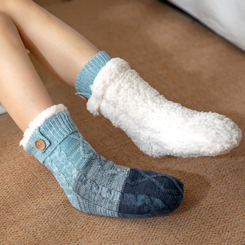 Chaussettes épaisses d'hiver en laine d'agneau, chaussettes de sol, chaussettes de neige, chaussettes d'intérieur doublées polaire pour dormir, couvre-chaussettes de tapis