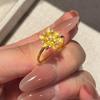 Xiaohongshu Light Luxury Rhinestone Petal Ring for Girls - Exquisite, Fashionable, and Elegant Flower Index Finger Ring.