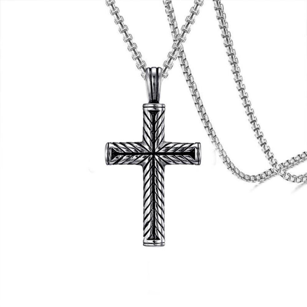 Europe and America Hip-Hop Men's Trendy Stainless Steel Chain Cross Pendant Necklace Punk Rock Style Accessory
