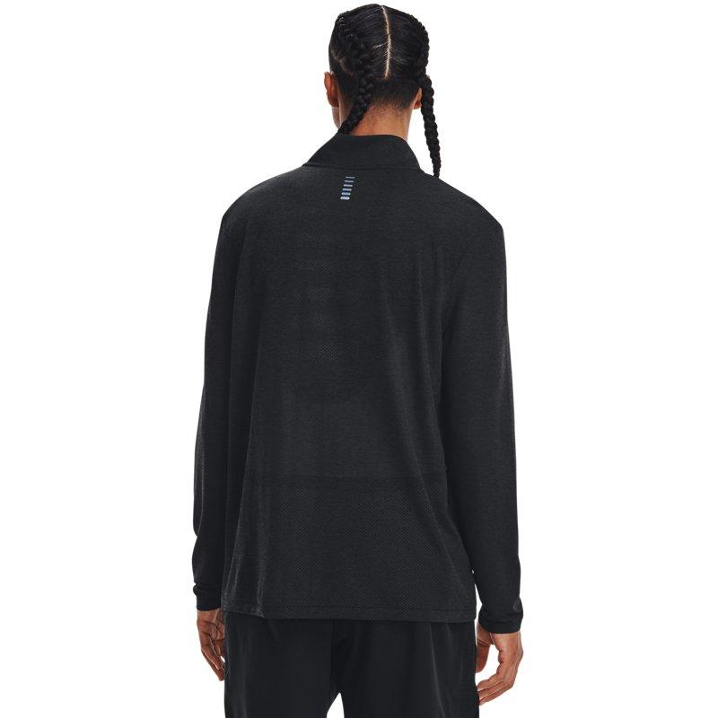 Under Armour T-shirt Pullover a Maniche Lunghe con Collo Alto Tinta Unita Uomo Top Nero 1378168-001