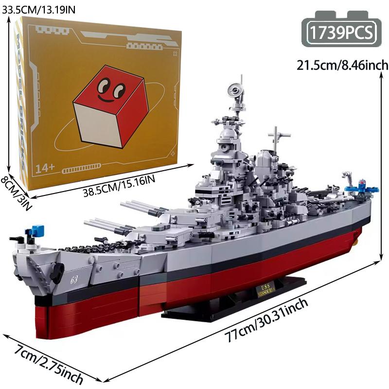 2-in-1 WKII KMS Bismarck Schlachtschiff Bausteine Militärkriegsschiffe Marineflotte Modellsteine Spielzeug für Kinder Geburtstagsgeschenk Moc