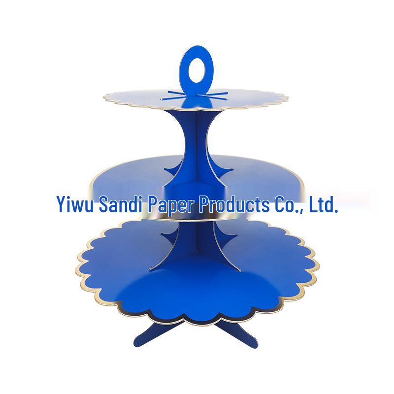 Three-Tier Gold Stamping Cake Stand for Birthday Party Desserts