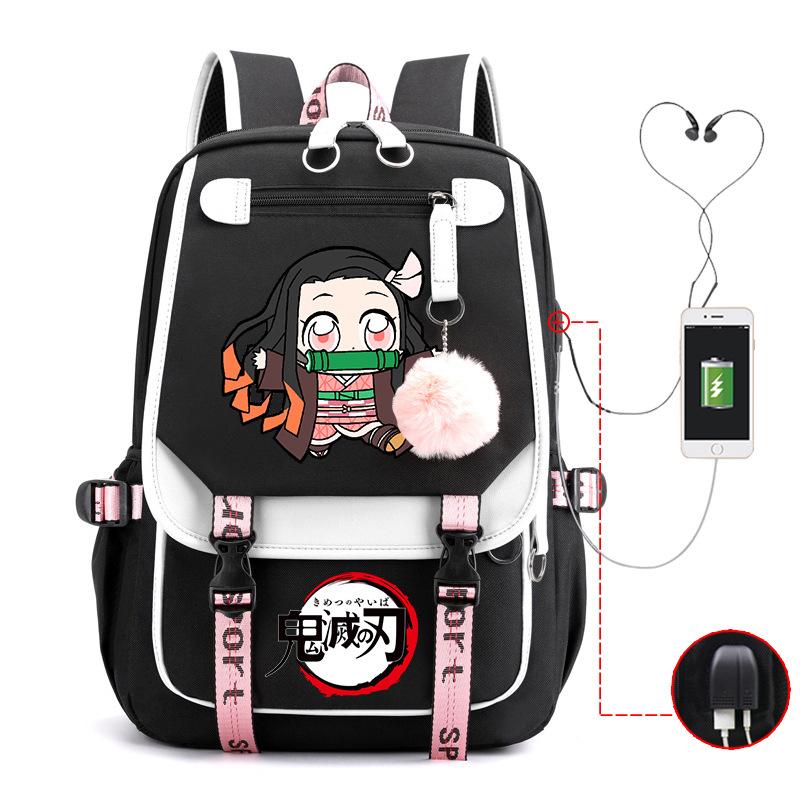 Ghost Annihilation Blade Grade 3-6 Junior High School Student High School Student School Bag Strap USB Multifunctional Backpack