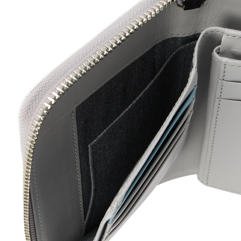 Katharine Hamnett London VITA Wallet, Italian Chrome-Free Leather, Large Zipper, Middle Wallet with Box Coin Purse, White, 490-50901