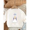 European Size Cute Cartoon Print Pattern  Spring Lightweight Round Neck Sweatshirt, Comfortable Outdoor Wear Choice for 0-3 Year Old s