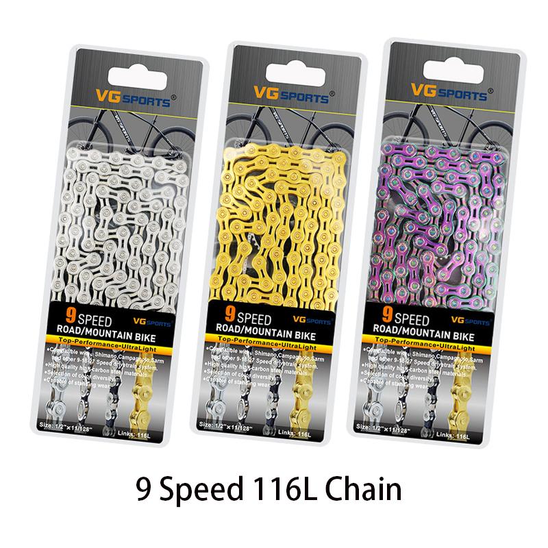 9 Speed Bicycle Chain Bike Chain Half Hollow 116L Silver Golden Purple Mountain MTB Road Bike Chains