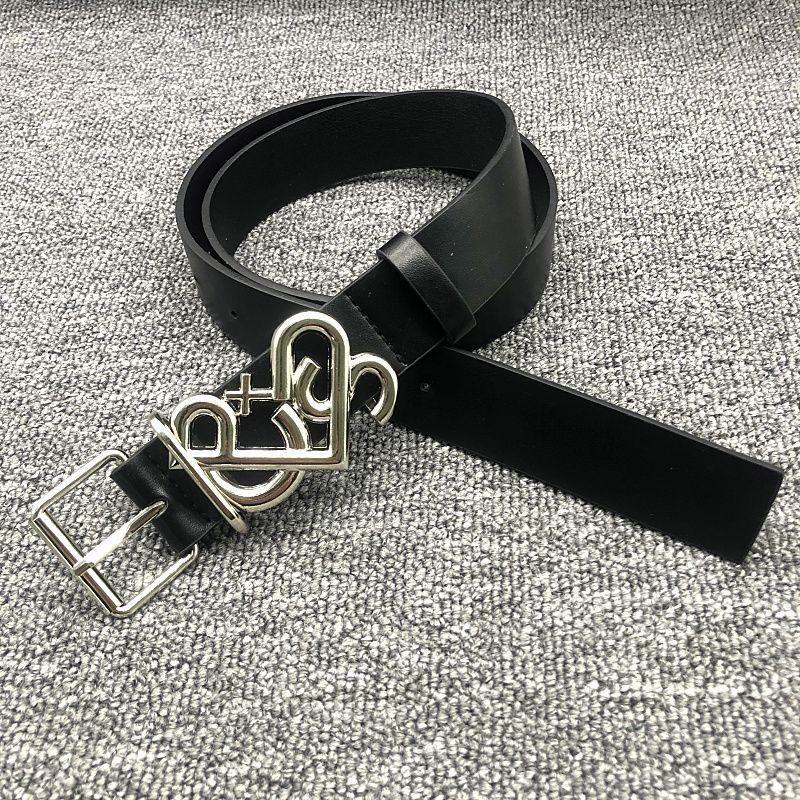 

Leather Black Stylish Waist Belt For Women With Eyecatching Heart Letter Buckle Design
