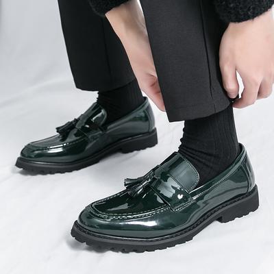 Men Tassel Loafers Big Size Formal Shoes,Thick Sole,Patent Leather,Slip-On,Anti-Slip & Durable,Perfect for Work,Parties,Weddings