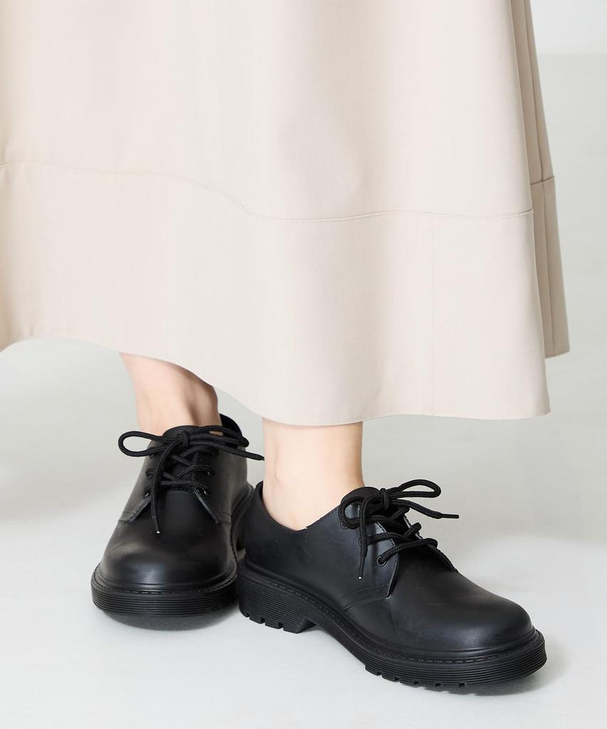 Tank sole lace-up rain shoes/Women's R-1022 BLACK-M