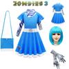 Zombies Kids Cosplay Costume Girls Dress Cloak Wig Bag Halloween Gift Outfit
