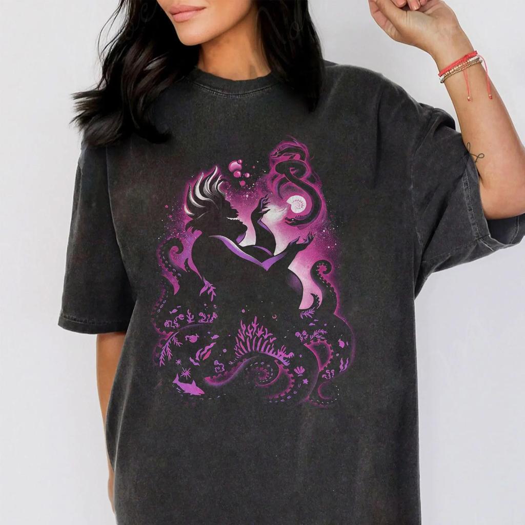 Vintage Villain Ursula Portrait Shirt The Little Mermaid Villain TShirt Walter Womens Roundneck Shortsleeved Tshirt