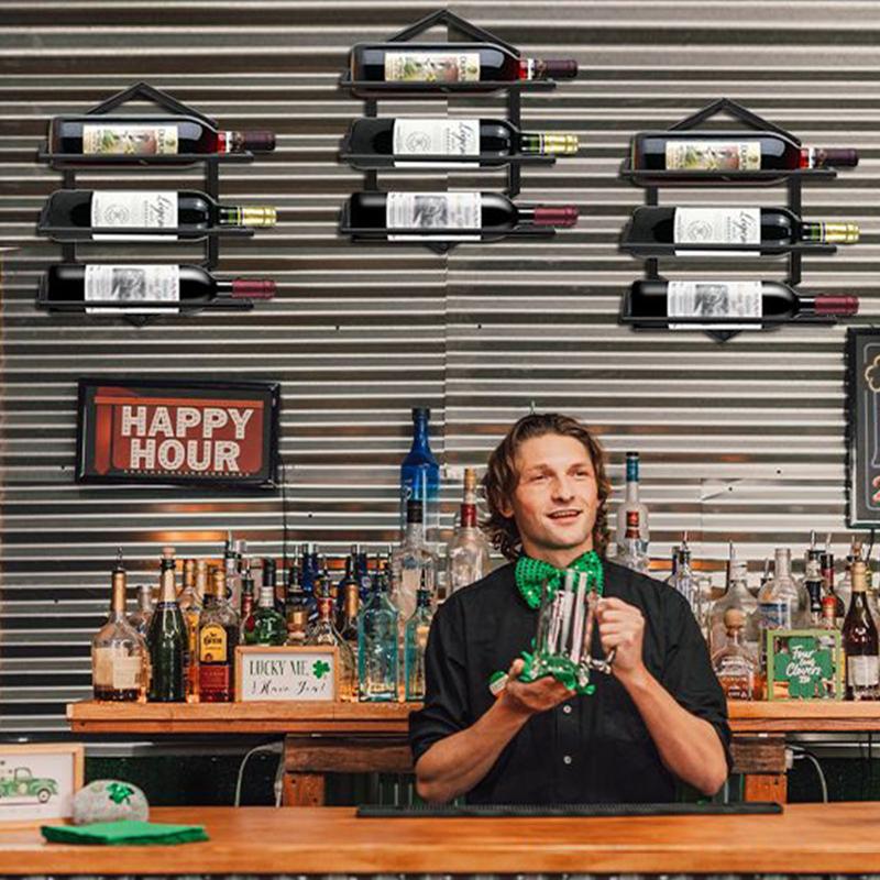 Red Wine Storage Rack Vintage Heavy Duty Wine Bottle Display Shelf Farmhouse Decor Wall Bar Shelf Multifunctional Wine Bottle