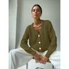 Single Breasted Cardigan V-neck Short Sweater Women Long Sleeved Warm Jacket Solid Color Knit Base Shirt Commut Loose Casual Autumn Winter