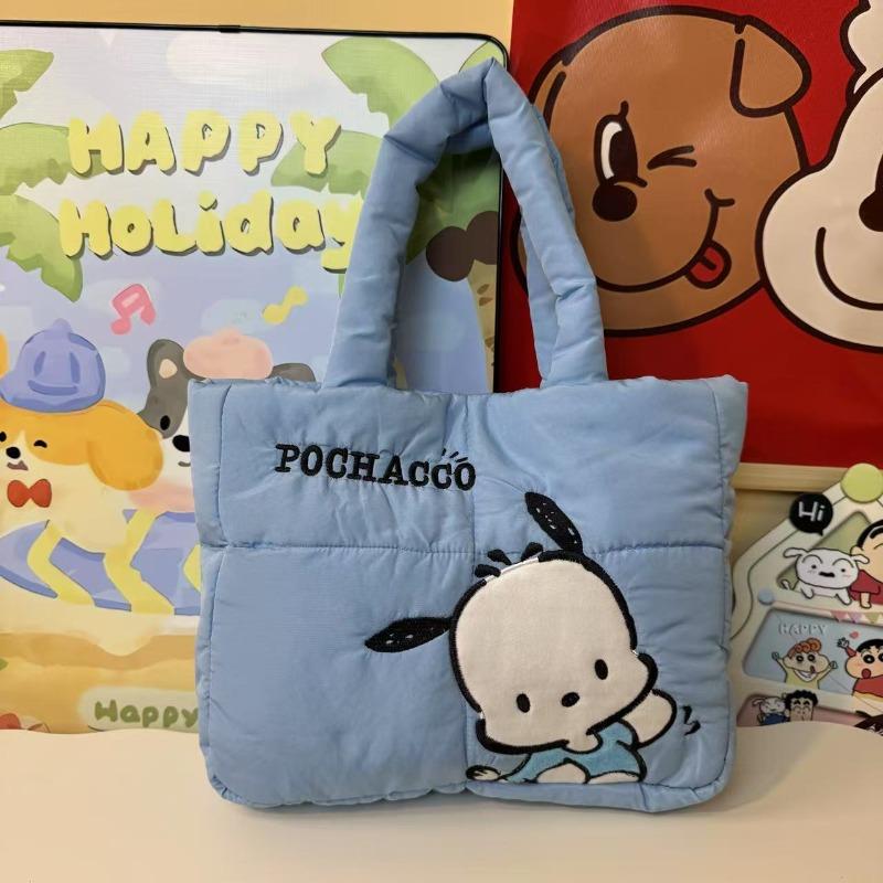 Cute Down Cloth Handbag Women's New Daily Commuting Large-capacity Tote Bag Cotton-filled Cartoon Shoulder Bag