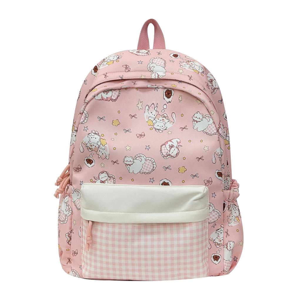 Schoolbag cute cat student backpack women's high-value color matching backpack large capacity small fresh junior high school student schoolbag