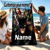 Custom Name Personalized Batman Print Beach Towel, for Trip Camping Beach Party Home Decor, Birthday Gift for Family & Friends