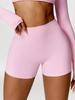 Women's High Waist Ruched Yoga Shorts - Peach Lift, Tight Fit Sports & Running Shorts