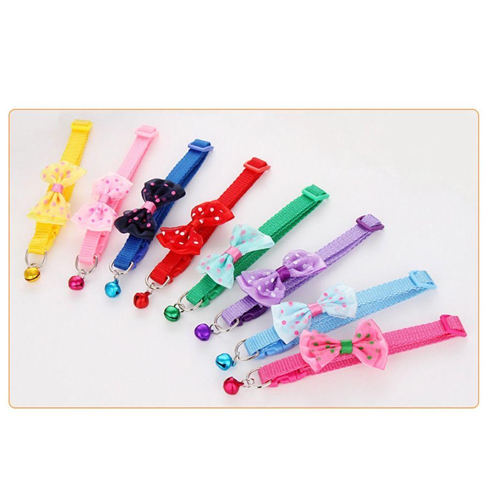 Nastavitelný obojek pro kočku se zvonkem Nezbytný doplněk pro mazlíčka Módní obojek s mašlí pro malou kočku psa