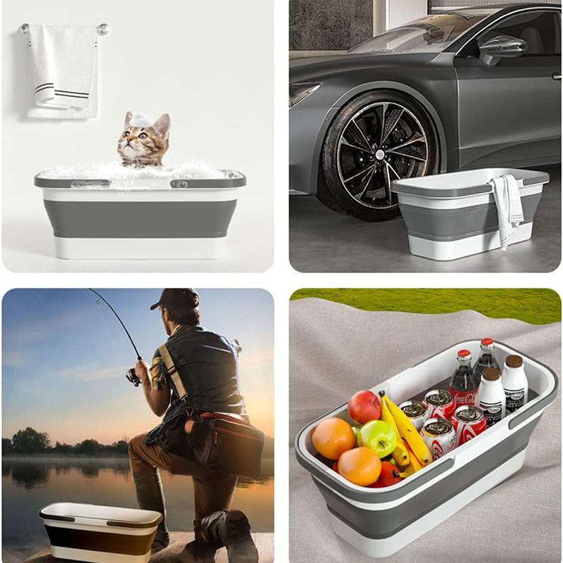 Secchio pieghevole per scopa Lavabo portatile pieghevole Secchio per lavaggio auto con manico Secchio da pesca Strumenti Barile di grande capacità