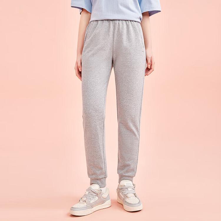 Anta Comprehensive Training Series Solid Color Mid Waist Straight Leg Casual Pants Women Pants Gray 962357302-2