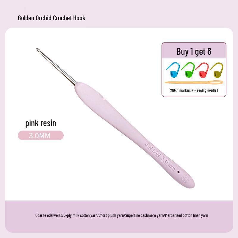 Soft Grip Resin Crochet Hook with Hand-Polished Stainless Steel Needle for Doll and Wool Knitting