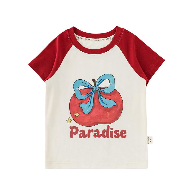 Girls' Cartoon Color-Block Short Sleeve T-Shirt