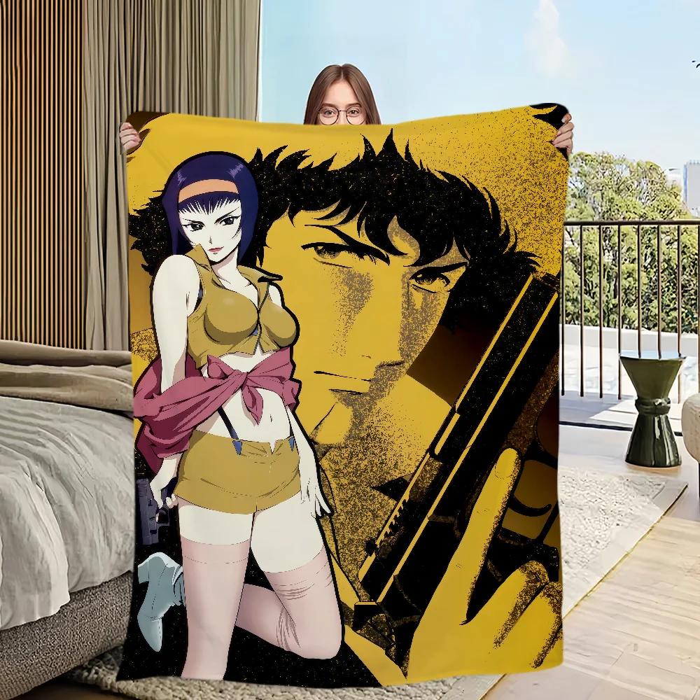 Warm Plush Anime Flannel Blanket for Living Room Sofa TV Office Bedroom Travel Gift CCOWBOY BBEBOP Series