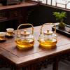 1000ml Glass Teapot Chinese Tea Ceremony Clear Teapot with Filter Wood Handle for Electric Ceramic Stove Home Office Tea Maker