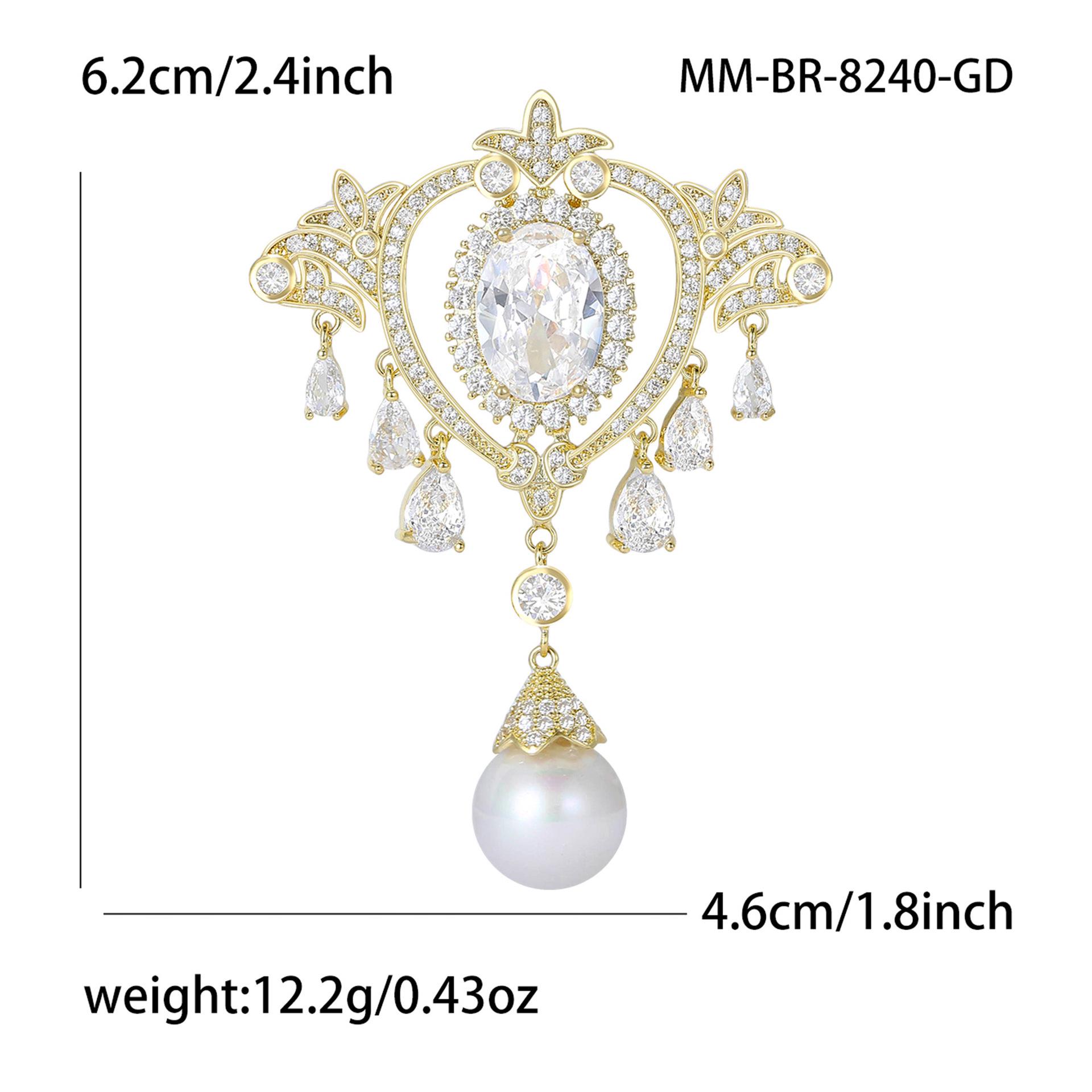 Baroque Pearl Brooch for Women: Elegant Tassel Design with Zircon Crystal Accents