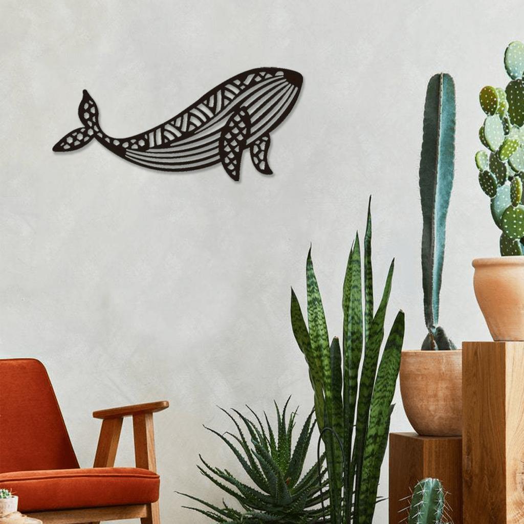 Creative 3D Whale Tail Metal Wall Art, Black Iron Sculpture Home Decor for Living Room, Hallway, Bedroom, Unique Gift Idea