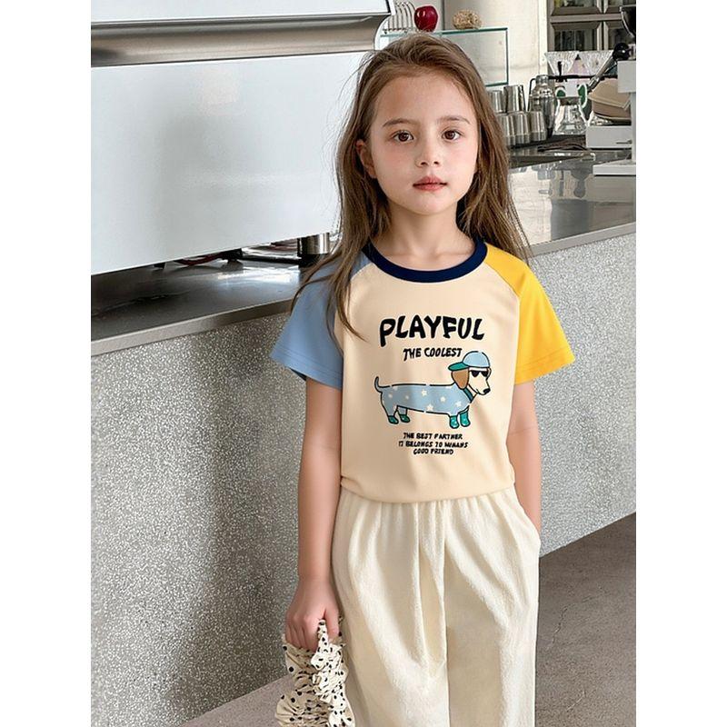 Brand Export Children's Clothing Summer New Arrivals Kids' Clothing Short-Sleeve T-Shirt Cartoon Puppy Girl Baby Clothes Pure Cotton Ins