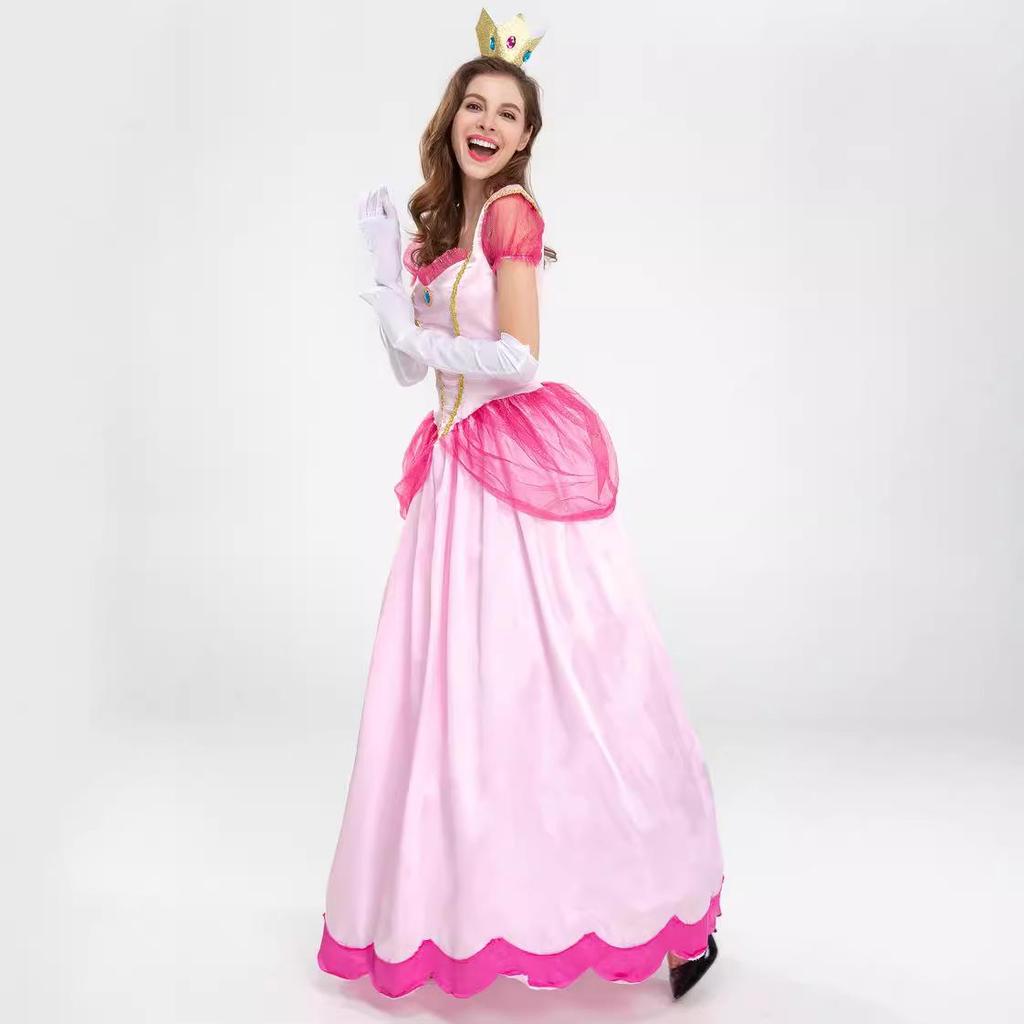 Super Mario Princess Peach Halloween Cosplay Costume