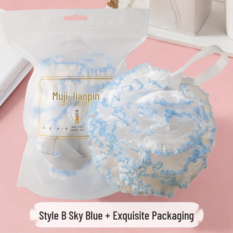 Xiaohongshu Super Soft Lace Bath Sponge - Large, Non-Shedding, Lathering Scrub Ball for Shower