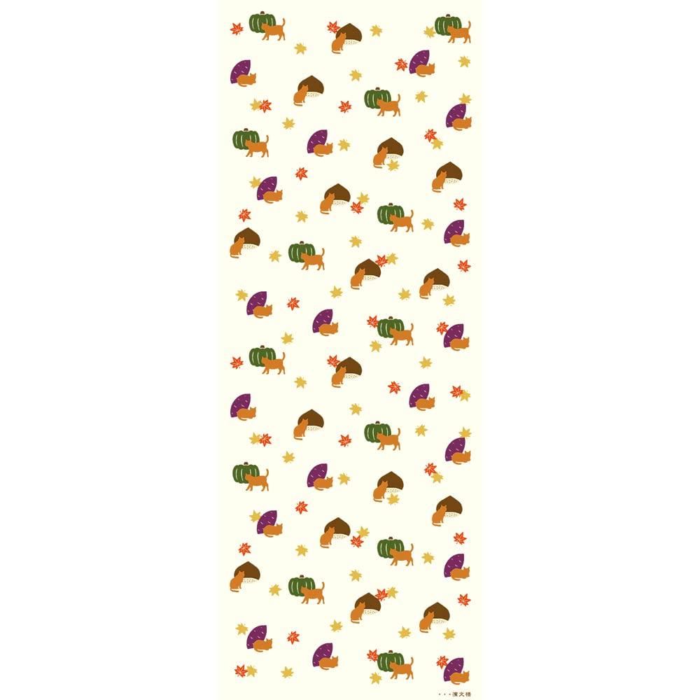 Hamamonyo Tenugui (Japanese hand towel) - Sweet Potato and Chestnut Cat - Off