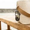 Footprint Charm Keychain with Forest Savage Pattern Double Layer Wooden Craft Key Ring Backpack Pocket Key Chain