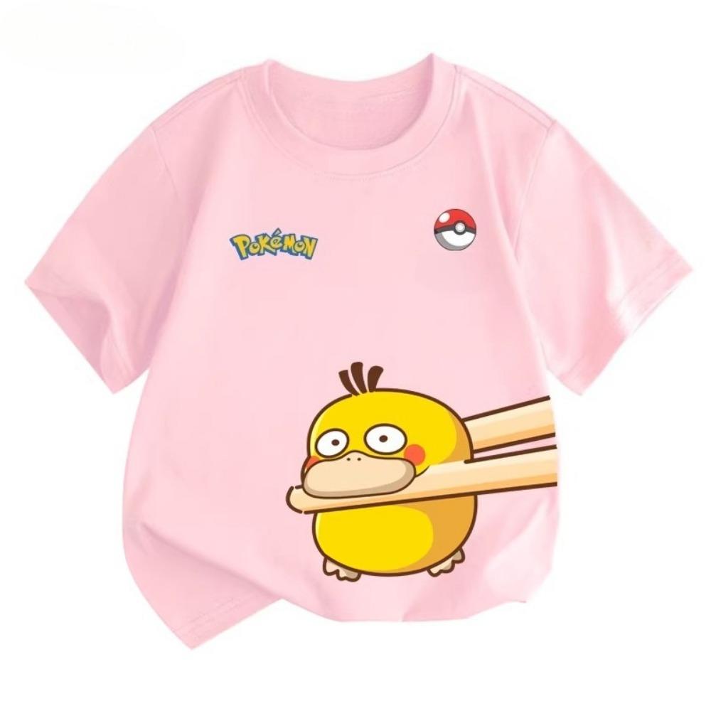 Potdemiel Estate Nuova T-shirt in Puro Cotone con Stampa Pikachu per Bambini, Ragazzi e Ragazze, T-shirt per Bambini Comoda e Traspirante