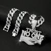 Hip Hop Letters Trust No One Handshake Alloy Pendant Men'S Cuban Necklace Personality