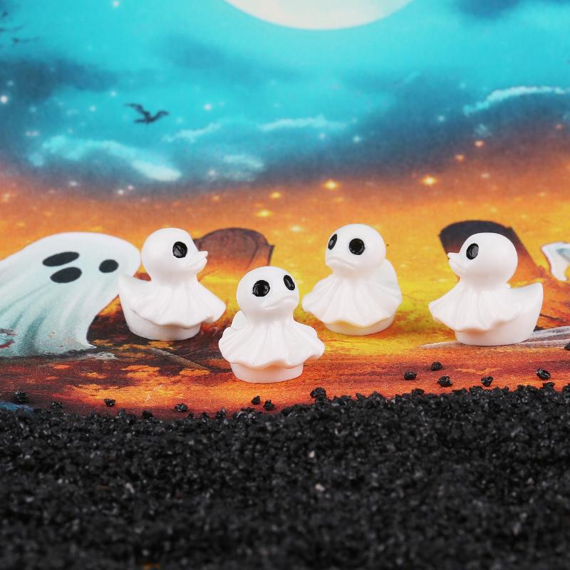 Halloween Miniature Resin Ducks Ghost Figurines 12Pcs Fadeless for Fairy Garden Window Sill Balcony Home Decor