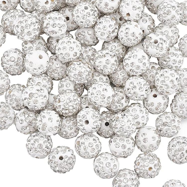 

White Clay Beads with Rhinestones Crafters Choice Attractive White Rhinestones Beads for Elegant Jewelry Projects 6mm