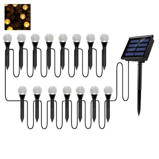 

Solar Powered Garden Stake Light Faux Crystal Cracked Plastic LED Ball Light Outdoor Waterproof Pathway S Warm light