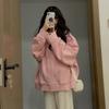 New Korean Version of Spring and Autumn Waffle Sweatshirt Loose and Thin Casual Hooded Jacket Design Top for Women