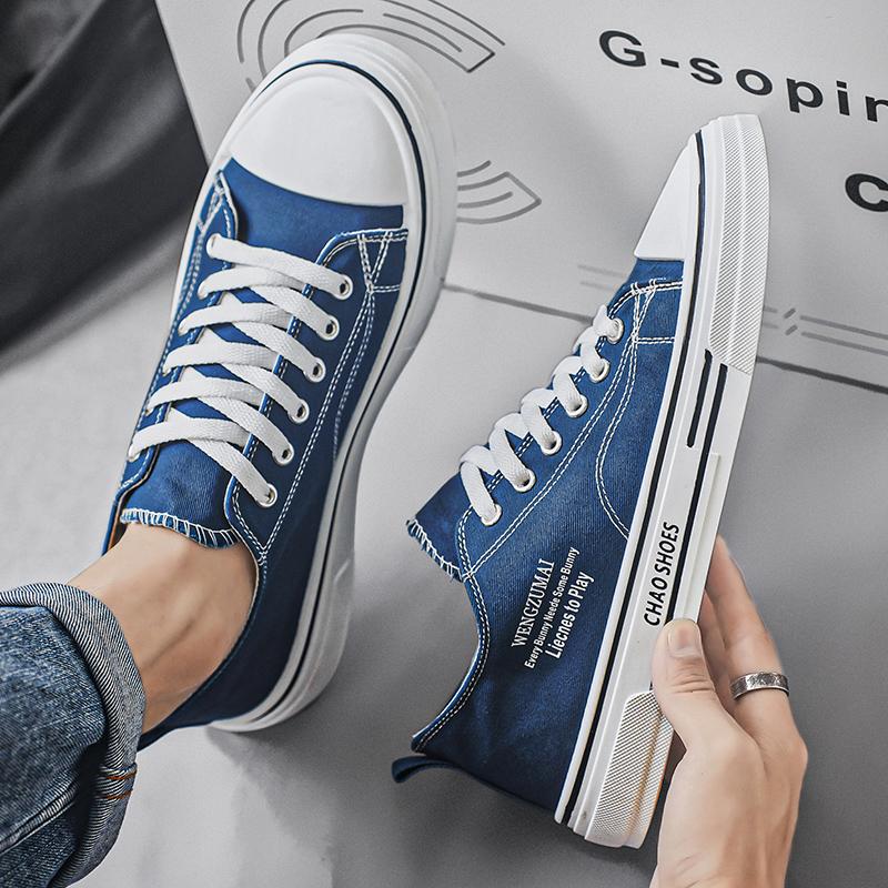 New Men's Fashion Low Top Skateboarding Canvas Breathable Shoes Students Boys Male Casual Comfortable Soft Sole Trending Sneakers