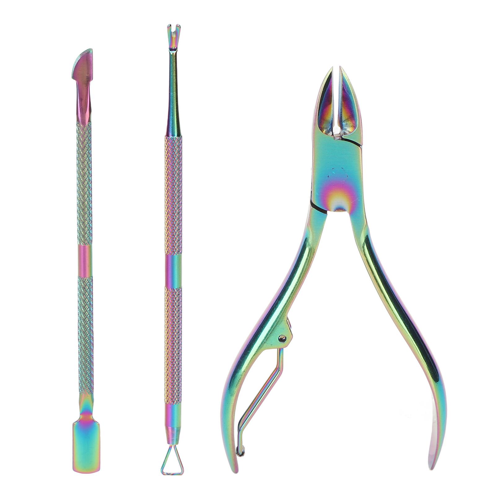 

Набор из 3 кусачек для кутикулы из нержавеющей стали, профессиональный набор для ухода за ногтями, пушер для кутикулы, скребок для