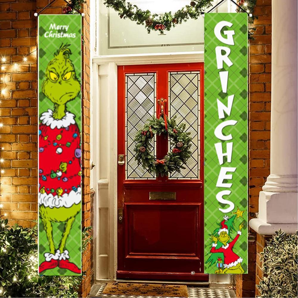 Vánoční závěsná praporová vlajka pro přední dveře vánoční výzdoba verandy nový rok