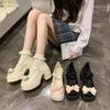 Mary Jane Small Leather Shoes, Sweet and Cool Bow High Heels, Women's Spring and Autumn 2025 Explosion, One-word Buckle Jk Cute Single Shoes