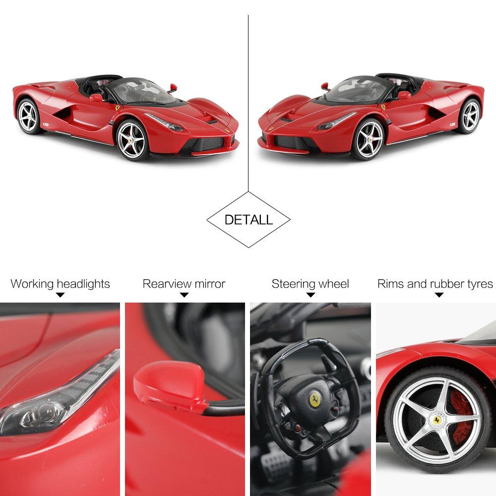 RASTAR Ferrari RC Radio Control Car, Official Model, 1:14 Scale Ferrari LaFerrari Aperta RC Drift Car, Convertible, Openable Doors, Red