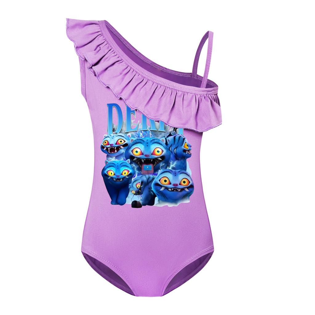 Unique Apparel 4874 Kinderen Meisjes Derpy Rumi Mira Zoey Print Badpak Zwemmen Eendelig Bodysuit Zwemkleding 140cm