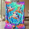 Ocean Adventure Turtle 7 Theme Blanket Lightweight Warm Flannel Blanket Decorative Throw Blanket for Home Decoration