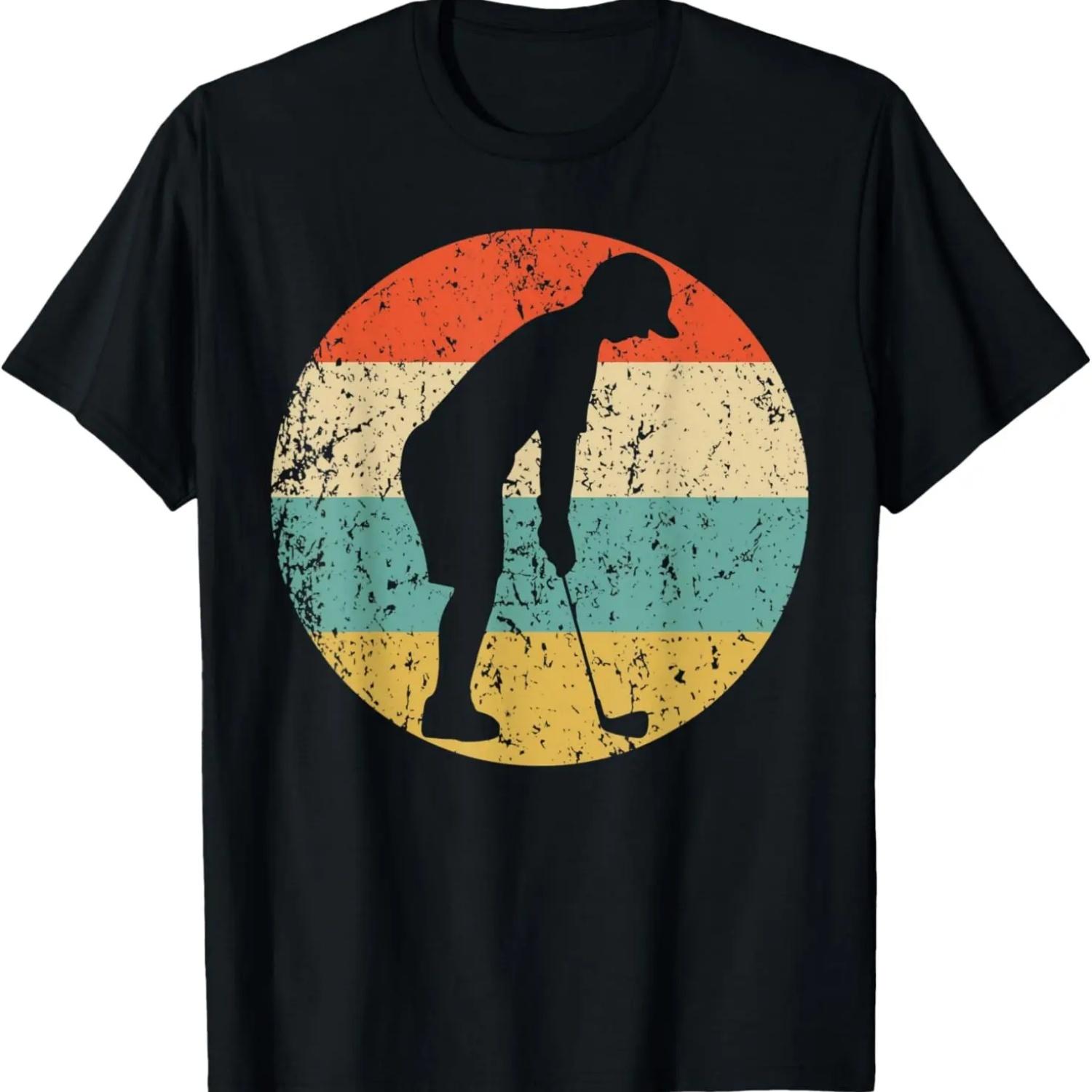 Golf Golfer Golfing Silhouette Retro Sports T-Shirt S чёрный