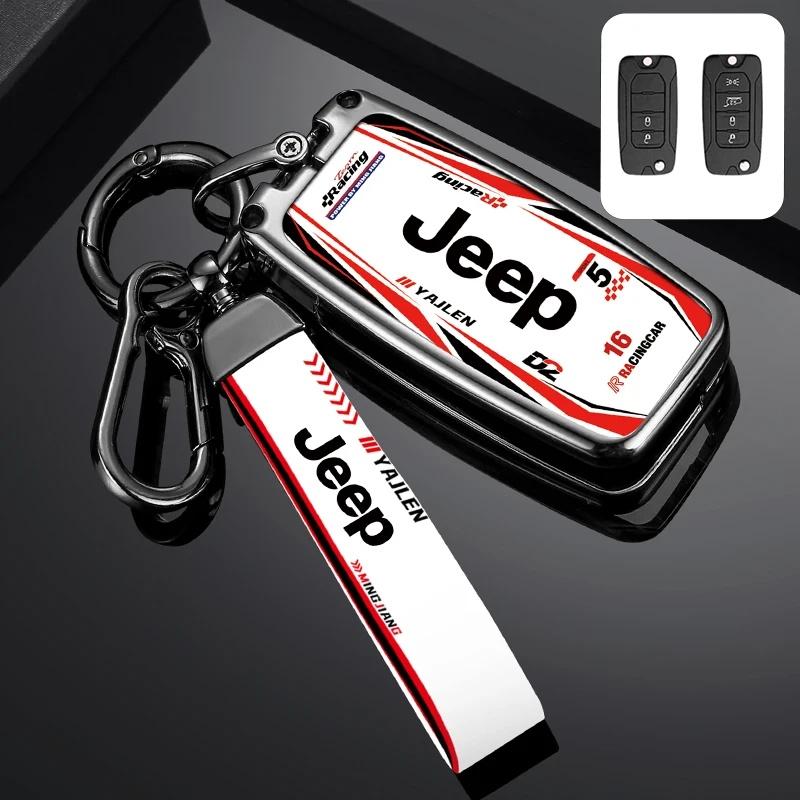 Zinc Alloy Racing Style Car Key Fob Cover for Jeep Wrangler Cherokee Compass Anti-Scratch Auto Key Case Shell Accessories AKW1